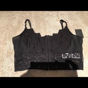 Black lace front closure bralette